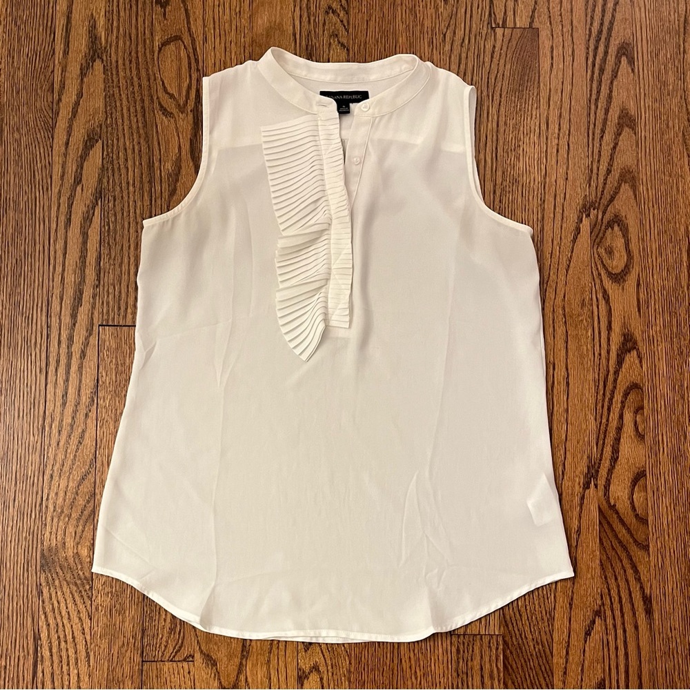 Banana Republic White Sleeveless Blouse with Ruffle
